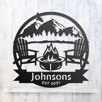 RealSteel Personalized Mountain Campfire Monogram Metal Sign – Custom Family - Image 5