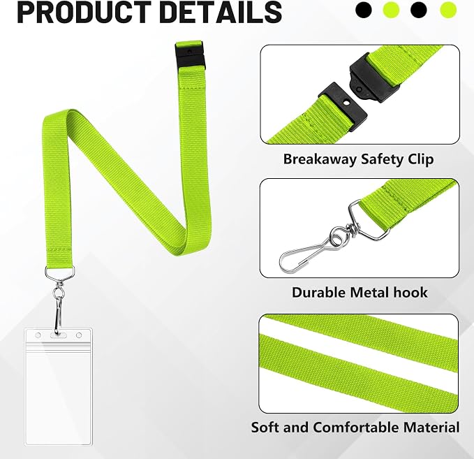 12 Pack Apple Green Breakaway Lanyards - Image 4
