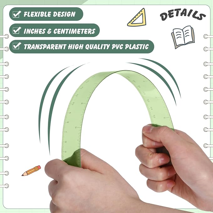 ForraFun 120 Pcs 12 Inch Plastic Ruler Bulk Colorful Transparent Ruler - Image 3