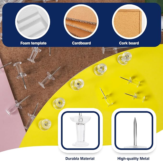 DANRONG 800 PCS Clear Push Pins, Standard Thumb Tacks - Image 3