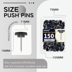 150 PCS Flat Black Push Pins for Wall Clear Thumb Tacks for Walls Flat - Image 6