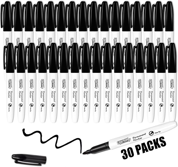 Duchong Black Permanent Markers, Quick Drying Marker, Waterproof, Works on by Duchong
