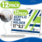 Aheroi 12Pcs Acrylic Sign Holder 8.5 x 11, Horizontal Clear Sign Holders 8.5 x - Image 2