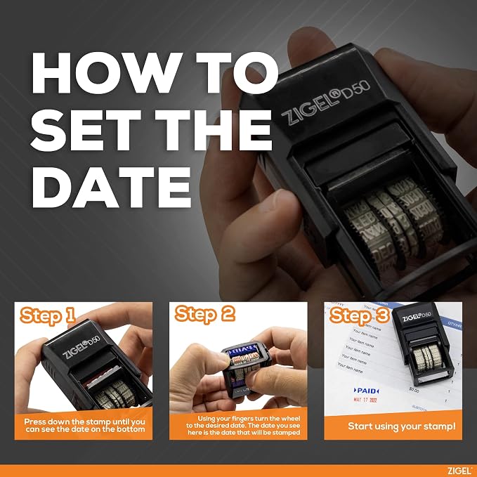 ZIGEL D50 Date Stamp with Your Custom Text - Image 4