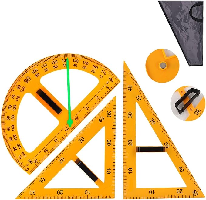Magnetic Geometry Tool, Protractor, Triangle Rulers Easy Attachment Blackboard by CAQ