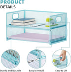Marbrasse 2 Tier Paper Organizer Letter Tray, Mesh File Organizer - Image 2
