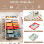 COSTWAY 15 Drawers Storage Cart, Mobile Tools Scrapbook Paper Organizer Cart - Image 4