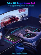 Mouse Pad with Magnetic Wireless Charging, Large Desk Pad Protector, RGB Black - Image 5