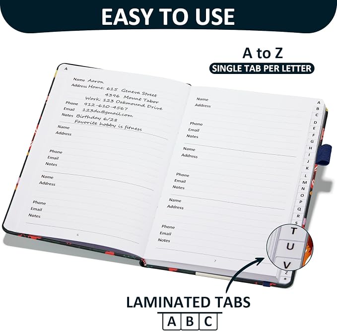 Comkiso Address Book with Individual Alphabetical Tabs Laminated, Large Print - Image 2