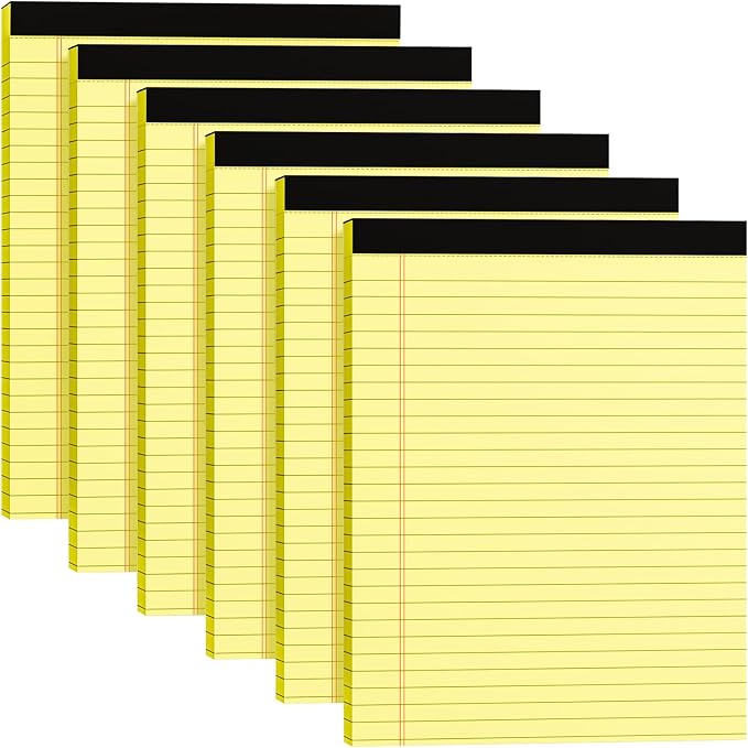 MSKKSM Legal Pads 8.5 x 11, 6 Pack Yellow Note Pads 8.5 x 11 Writing Pads by MSKKSM
