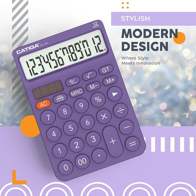 CATIGA 12 Digit Desktop Calculator Basic Desk Calculator - Image 7