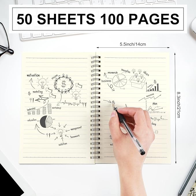 Yahenda 54 Pcs Spiral Notebook Bulk A5 Journal Lined 8.3'' x 5.5'' Writing - Image 3