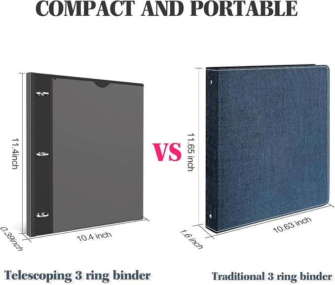 INFUN 1 Inch Telescoping 3 Ring Binder - Image 4