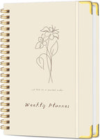 Undated Weekly Planner with Metal Corner Hardcover Notebook, A5 Size Journal by KAICNPAPER