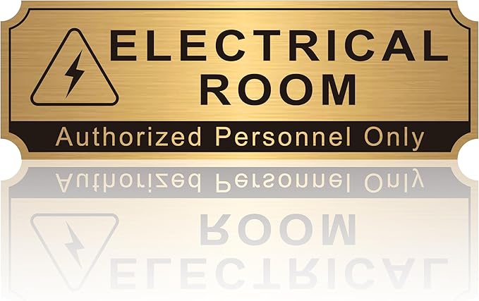Electrical Room Sign for Business Door，Self-Adhesive Durable Brushed Gold by LUHIMO