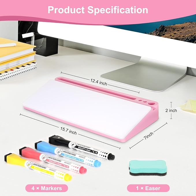 Desktop Glass Whiteboard with Storage, Desk Organizers and Accessories with - Image 6