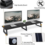 TEAMIX Black 42 inch Dual Monitor Riser, Wood and Steel Long Monitor Stand - Image 4