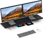 SSWOOD Dual Monitor Stand Riser, Wooden Desktop Organizer Shelf by Unknown