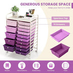COSTWAY 15-Drawer Rolling Storage Cart, Mobile Utility Cart - Image 4