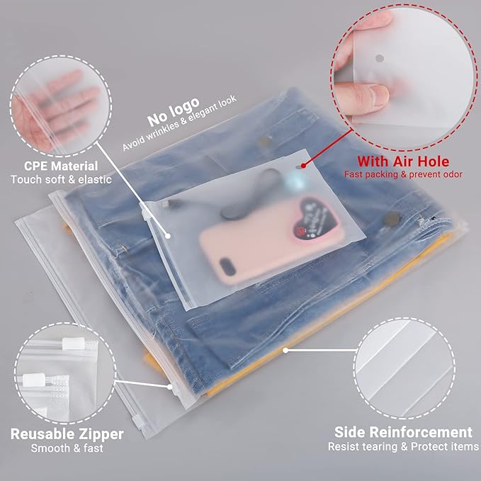 Svaldo Apparel Zip Bags, Frosted Zipper Poly Bags - Image 6