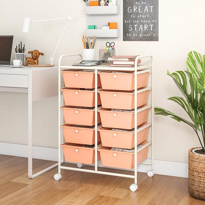 GOFLAME 10-Drawer Rolling Storage Cart, Art Craft Storage Organizer on Wheels - Image 8