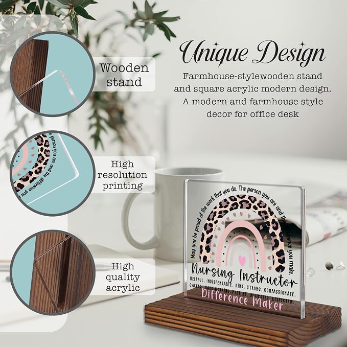 Nursing Instructor Gift Desk Sign, Difference Maker Appreciation Plaque - Image 3