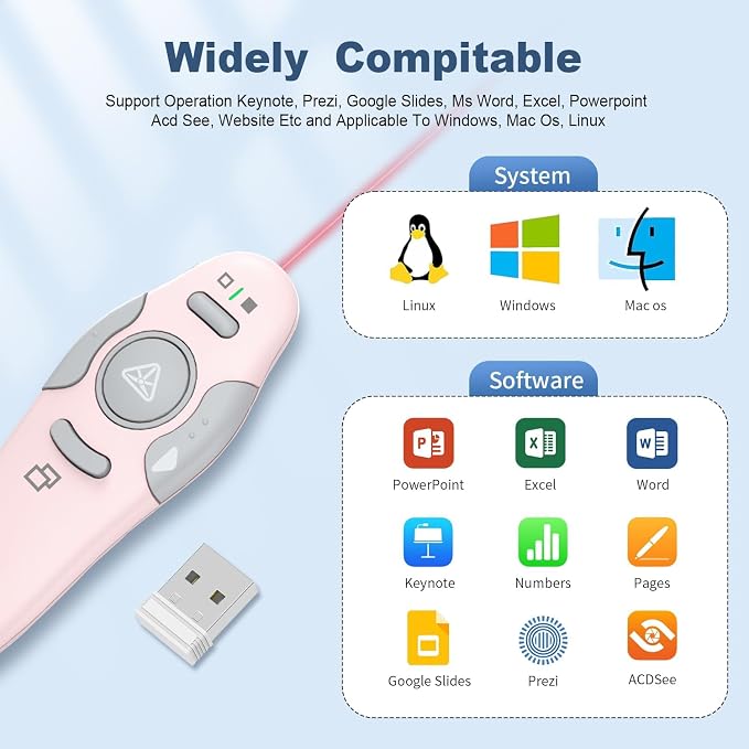 QUI Presentation Clicker Wireless Presenter Remote Clicker - Image 4