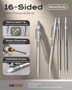 Nicpro 4 Pack Metal Mechanical Pencil Set 0.9mm, MB1000 Lead Drafting Pencil - Image 2