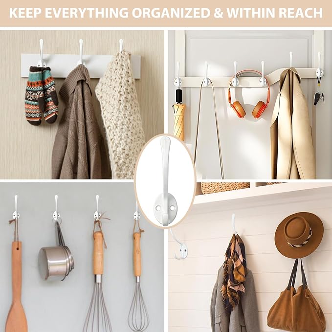 Homanu 10 Pack Coat Hooks Wall Mounted - Image 2