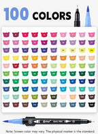 AEDAGA 100 Colors Numbered Dual Tip Brush Pens - Image 4