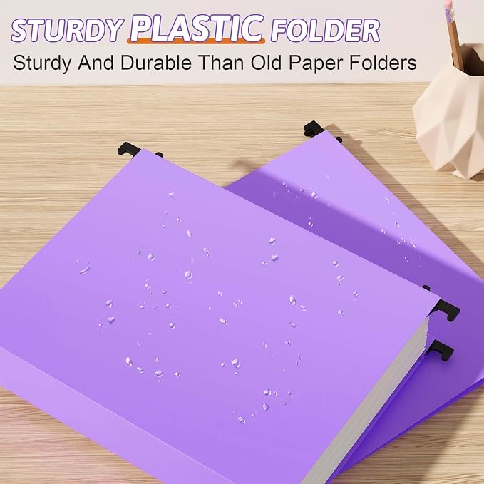 Nordun Extra Capacity Plastic Hanging File Folder Letter Size, 12 Pack - Image 2