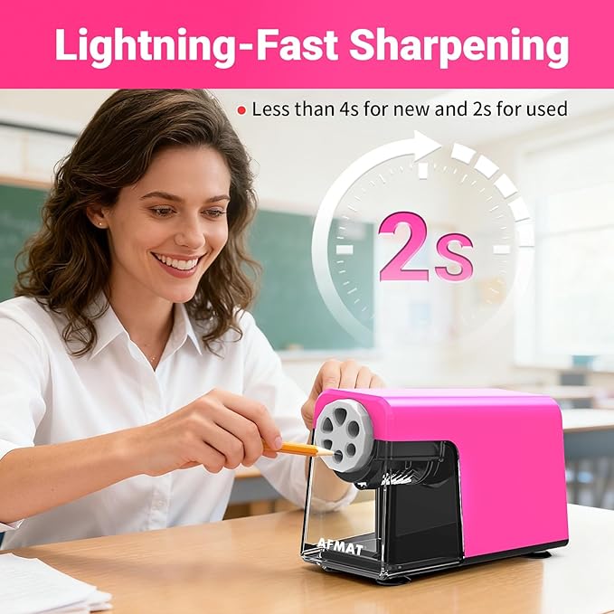 AFMAT 6-Hole Electric Pencil Sharpener Heavy Duty, Pencil Sharpener - Image 4
