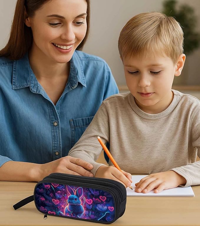 AnySmic Bunny Pencil Case for Boys Girls, Large Durable Pencil Pouch for Kids - Image 6