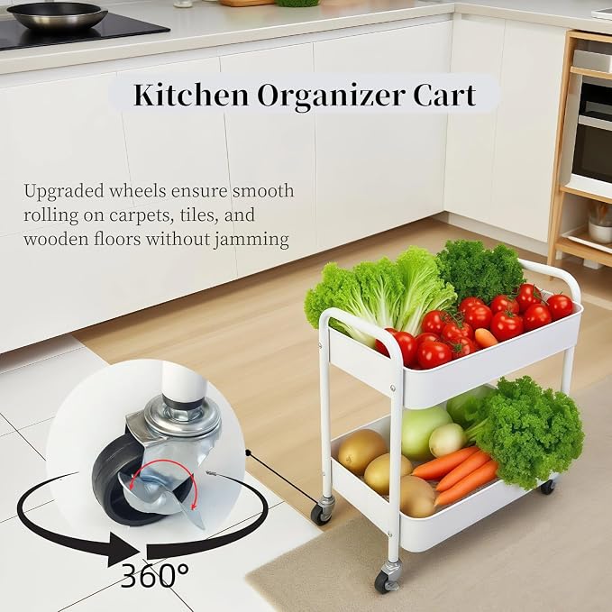 LIWNYRK 2 Tier Metal Rolling Cart - Image 4