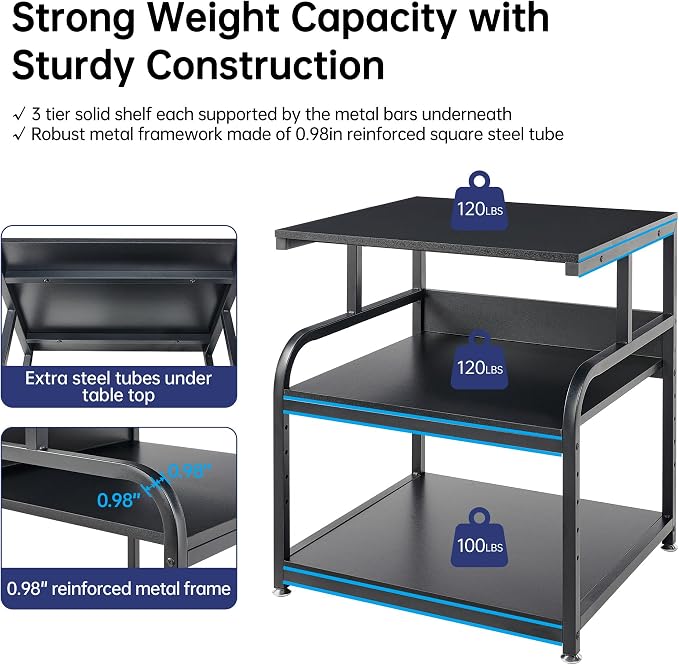 Fannova 25.6" x 23.6" Extra Large Printer Stand Table - Image 3