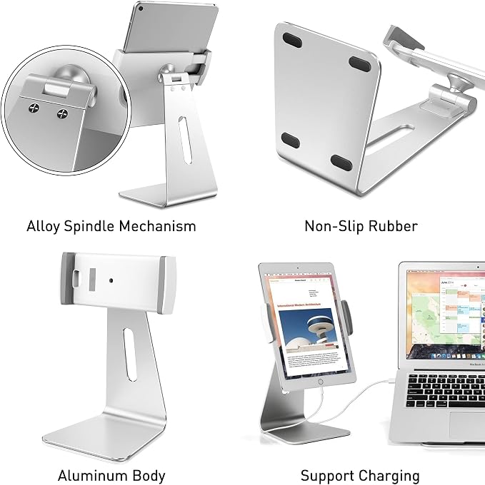 AboveTEK Elegant Tablet Stand, Aluminum iPad Stand Holder, Desktop Kiosk POS - Image 9