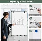 Goplus 40” x 26” Rolling Whiteboard, Height Adjustable Magnetic Dry Erase Board - Image 6