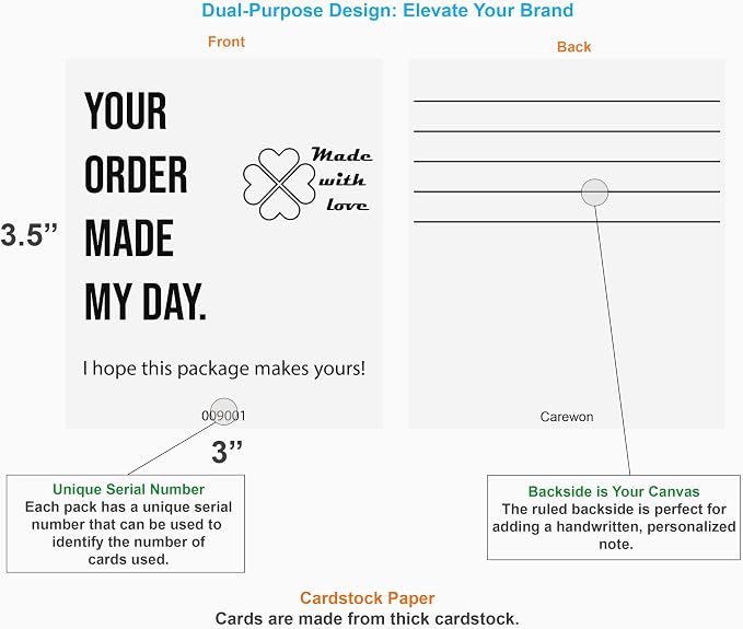 200 Thank You Cards for Small Business, 3.5" x 3” – Essential Order Inserts - Image 2