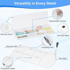 Desktop Glass Whiteboard with Storage, Weekly Calendar Desk Dry Erase White - Image 7