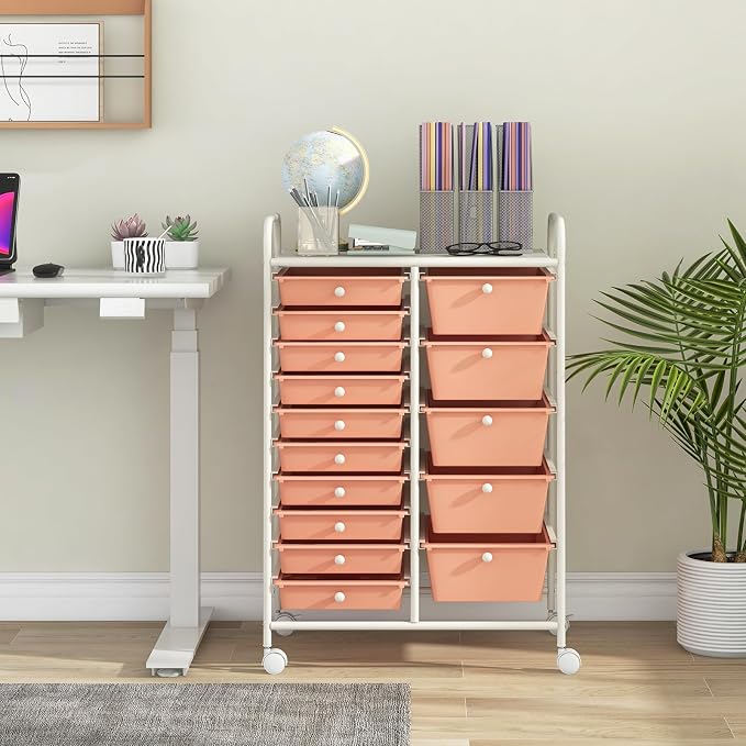 LDAILY 15 Drawer Rolling Storage Cart, Rolling Cart - Image 7