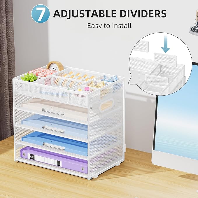 Marbrasse 5-Tier Letter Tray Paper Organizer - Image 4