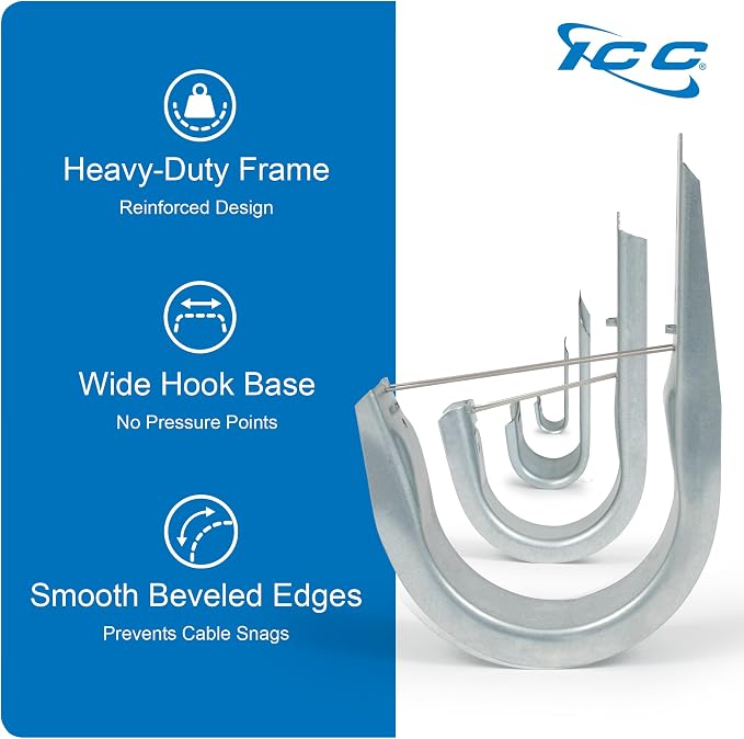 ICC 3/4-Inch Wall Mount J-Hook – 25-Pack, Cable Support Hooks Without Retainer - Image 7