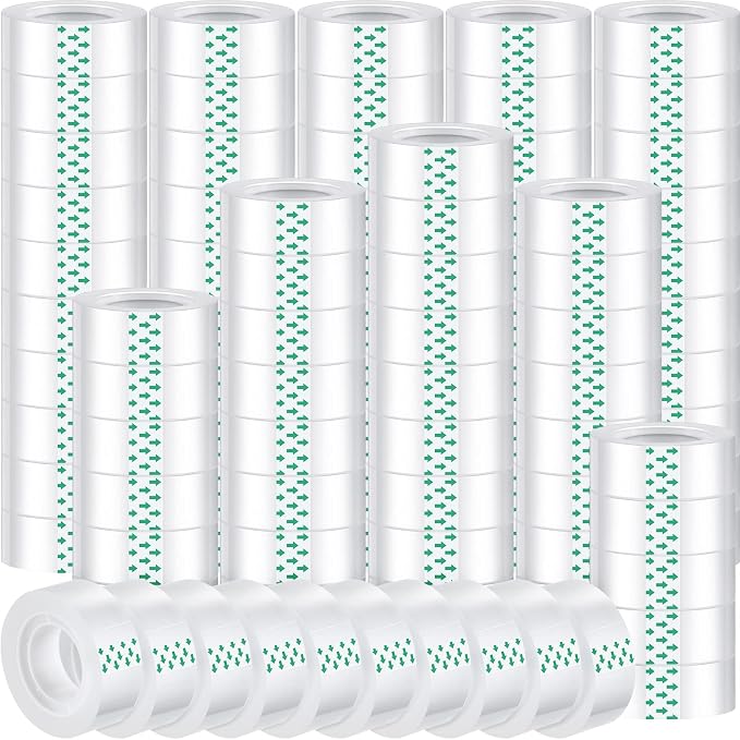 Pasimy 96 Rolls Clear Tape Bulk Strong Sticky Transparent Tape Refills by Pasimy