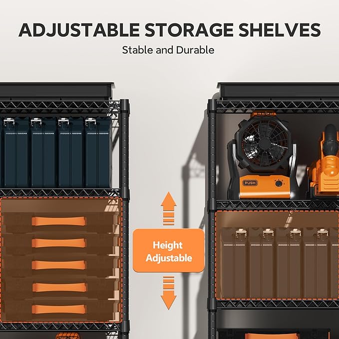 M MZG 4 Tiers Storage Shelves Load 1400LBS, Metal Shelving Wire Metal Shelving - Image 4