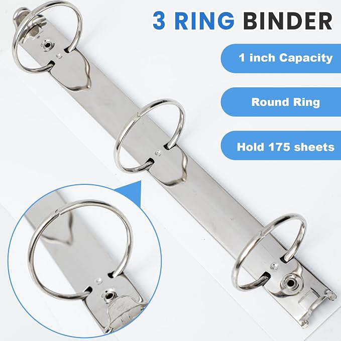 Henoyso 12 Pcs 3 Ring 1 Inch Binders Fits 8.5 x 11 Inch Letter Size Paper - Image 4
