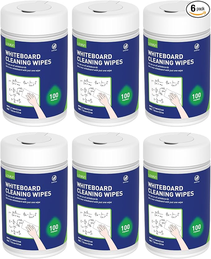 Loukin Whiteboard Cleaning Wipes, Dry Erase Board Cleaning Wipes, Non-toxic by LOUKIN