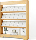 LHIUGE 4-Layer Brochure Display Rack, Freestanding Wooden Magazine Rack by LHIUGE