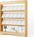LHIUGE 4-Layer Brochure Display Rack, Freestanding Wooden Magazine Rack by LHIUGE