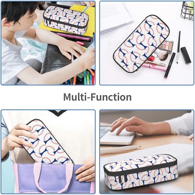 Baseball Blue White Ball Pencil Case Big Capacity Storage Pencil Pouch - Image 8