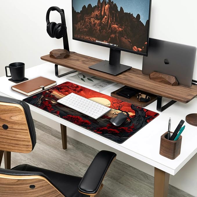 Red and Black Mouse Pad Japanese Mouse Pad XL Black Anime Big Mouse Pads - Image 3